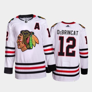 Alex DeBrincat Chicago Blackhawks Away Jersey 2021-22 White #12 Primegreen Authentic Pro Uniform