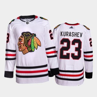 Philipp Kurashev Chicago Blackhawks Away Jersey 2021-22 White #23 Primegreen Authentic Pro Uniform