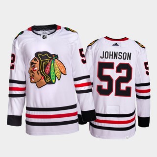Reese Johnson Chicago Blackhawks Away Jersey 2021-22 White #52 Primegreen Authentic Pro Uniform