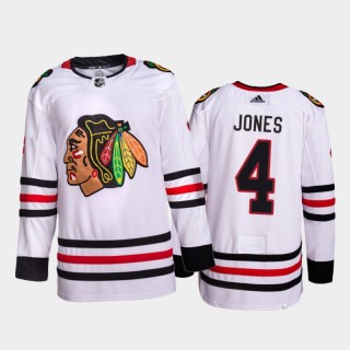 Seth Jones Chicago Blackhawks Away Jersey 2021-22 White #4 Primegreen Authentic Pro Uniform