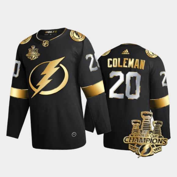 Tampa Bay Lightning Blake Coleman #20 3x Stanley Cup Champions Black Golden Authentic Jersey
