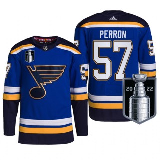 David Perron St. Louis Blues 2022 Stanley Cup Playoffs Jersey Blue #57 Authentic Pro Uniform