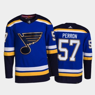 David Perron St. Louis Blues Home Jersey 2021-22 Blue #57 Primegreen Authentic Pro Uniform