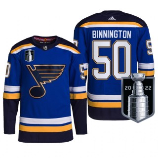 Jordan Binnington St. Louis Blues 2022 Stanley Cup Playoffs Jersey Blue #50 Authentic Pro Uniform