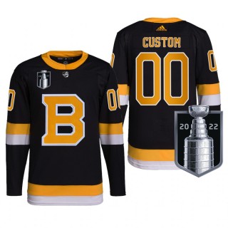 Custom Boston Bruins 2022 Stanley Cup Playoffs Jersey Black #00 Authentic Pro Uniform