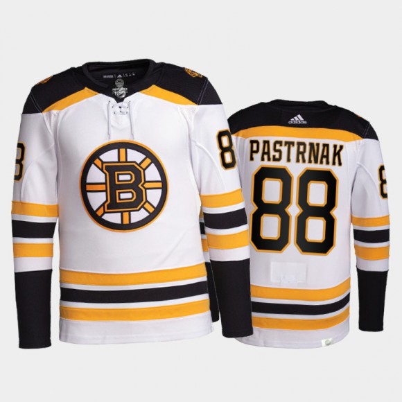 2021-22 Boston Bruins David Pastrnak Pro Authentic Jersey White Away Uniform