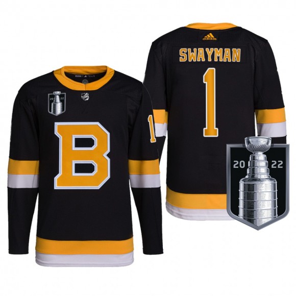 Jeremy Swayman Boston Bruins 2022 Stanley Cup Playoffs Jersey Black #1 Authentic Pro Uniform