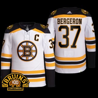 100th Centennial Boston Bruins Patrice Bergeron Jersey Authentic Pro White #37 Uniform