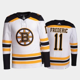 2021-22 Boston Bruins Trent Frederic Pro Authentic Jersey White Away Uniform