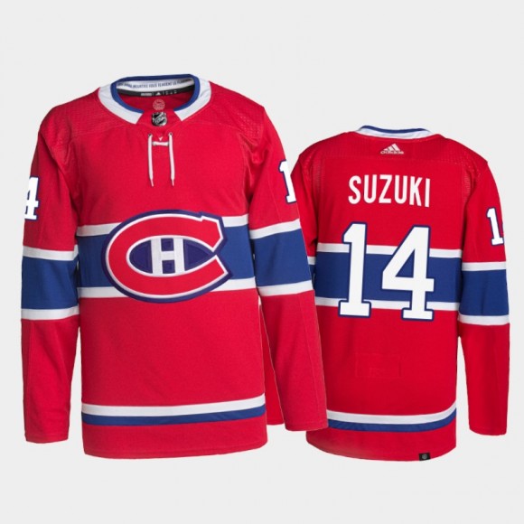 2021-22 Montreal Canadiens Nick Suzuki Home Jersey Red Primegreen Authentic Pro Uniform