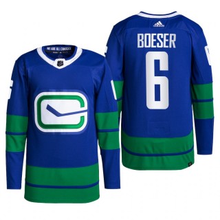 Vancouver Canucks 2022 Alternate Jersey Brock Boeser Blue #6 Primegreen Authentic Pro Uniform