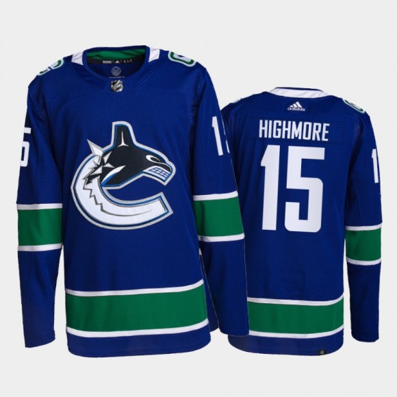 2021-22 Vancouver Canucks Matthew Highmore Primegreen Authentic Jersey Blue Home Uniform