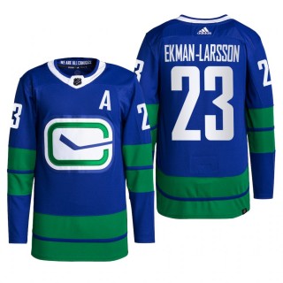 Vancouver Canucks 2022 Alternate Jersey Oliver Ekman-Larsson Blue #23 Primegreen Authentic Pro Uniform
