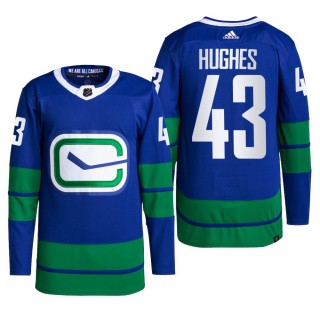 Vancouver Canucks 2022 Alternate Jersey Quinn Hughes Blue #43 Primegreen Authentic Pro Uniform
