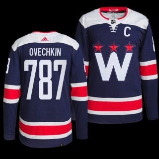 787th career goal Washington Capitals Alexander Ovechkin Jersey Authentic Pro Navy #8 Uniform