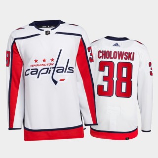 2021-22 Capitals Dennis Cholowski Primegreen Authentic Pro White Jersey