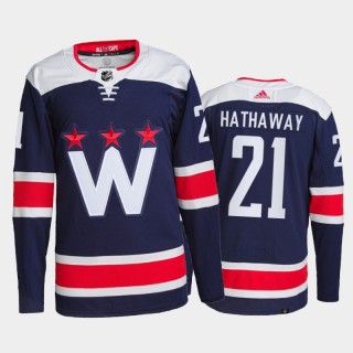 2021-22 Washington Capitals Garnet Hathaway Alternate Jersey Navy Primegreen Authentic Pro Uniform