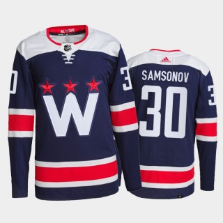 2021-22 Washington Capitals Ilya Samsonov Alternate Jersey Navy Primegreen Authentic Pro Uniform