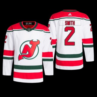 New Jersey Devils Brendan Smith 2022-23 Heritage Jersey Primegreen White Authentic Pro Uniform