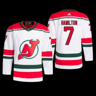 New Jersey Devils Dougie Hamilton 2022-23 Heritage Jersey Primegreen White Authentic Pro Uniform
