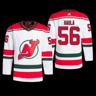 New Jersey Devils Erik Haula 2022-23 Heritage Jersey Primegreen White Authentic Pro Uniform