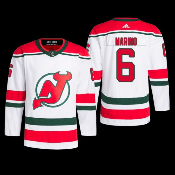 New Jersey Devils John Marino 2022-23 Heritage Jersey Primegreen White Authentic Pro Uniform