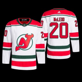 New Jersey Devils Michael McLeod 2022-23 Heritage Jersey Primegreen White Authentic Pro Uniform