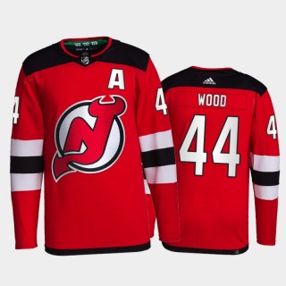 2021-22 New Jersey Devils Miles Wood Primegreen Authentic Jersey Red Home Uniform