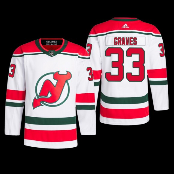 New Jersey Devils Ryan Graves 2022-23 Heritage Jersey Primegreen White Authentic Pro Uniform