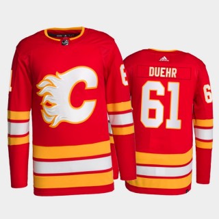 2021-22 Flames Walker Duehr Authentic Pro Red Jersey