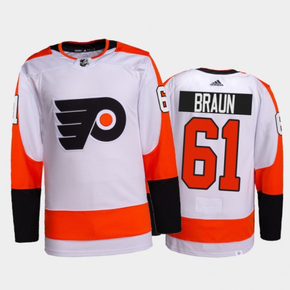 2022 Philadelphia Flyers Justin Braun Authentic Pro Jersey White Away Uniform