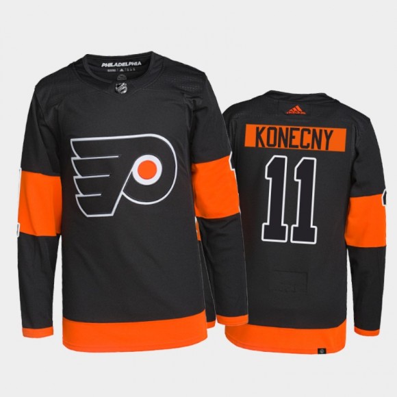 2021-22 Philadelphia Flyers Travis Konecny Alternate Jersey Black Primegreen Authentic Pro Uniform