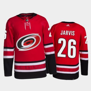 Seth Jarvis Carolina Hurricanes Home Jersey 2021-22 Red #26 Primegreen Authentic Pro Uniform