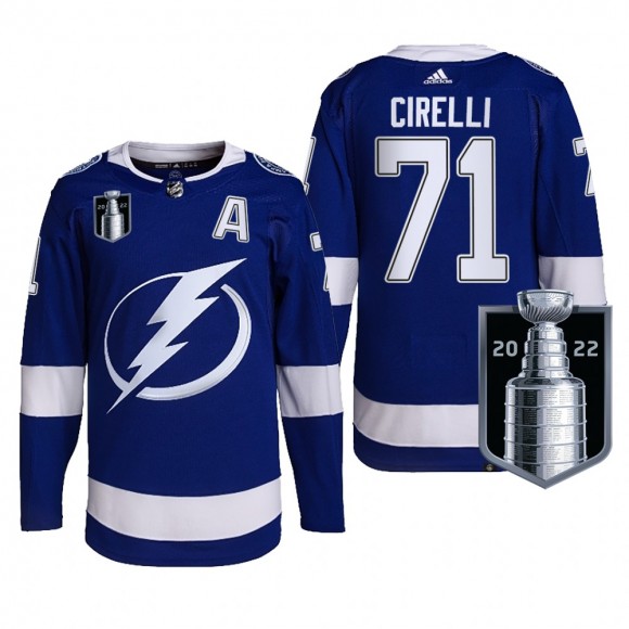 Anthony Cirelli Tampa Bay Lightning 2022 Stanley Cup Playoffs Jersey Blue #71 Authentic Pro Uniform