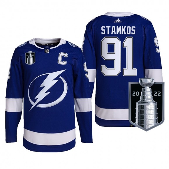 Steven Stamkos Tampa Bay Lightning 2022 Stanley Cup Playoffs Jersey Blue #91 Authentic Pro Uniform
