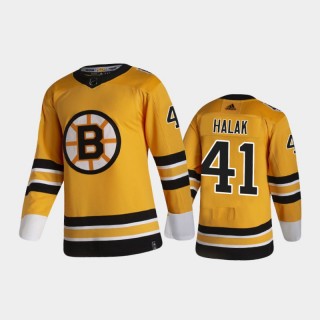 Men's Boston Bruins Jaroslav Halak #41 Reverse Retro 2020-21 Gold Special Edition Authentic Pro Jersey