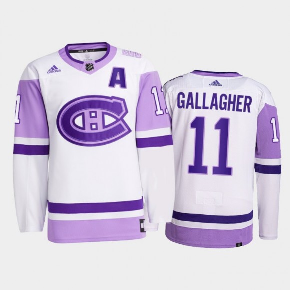 Brendan Gallagher 2021 HockeyFightsCancer Jersey Montreal Canadiens White Primegreen