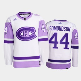 Joel Edmundson 2021 HockeyFightsCancer Jersey Montreal Canadiens White Primegreen