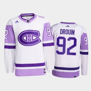 Jonathan Drouin 2021 HockeyFightsCancer Jersey Montreal Canadiens White Primegreen
