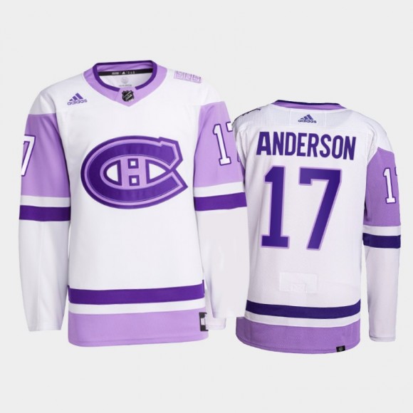 Josh Anderson 2021 HockeyFightsCancer Jersey Montreal Canadiens White Primegreen