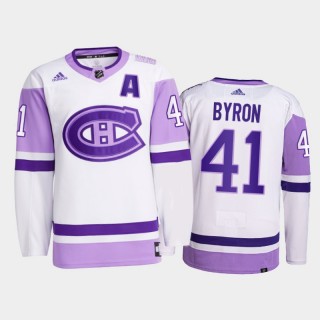 Paul Byron 2021 HockeyFightsCancer Jersey Montreal Canadiens White Primegreen