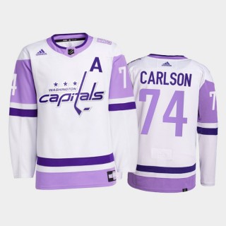 John Carlson 2021 HockeyFightsCancer Jersey Washington Capitals White Primegreen