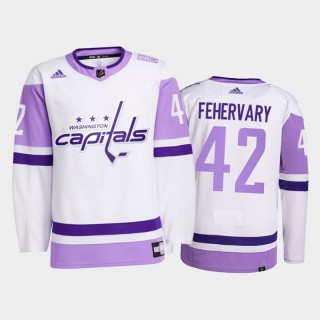 Martin Fehervary 2021 HockeyFightsCancer Jersey Washington Capitals White Primegreen