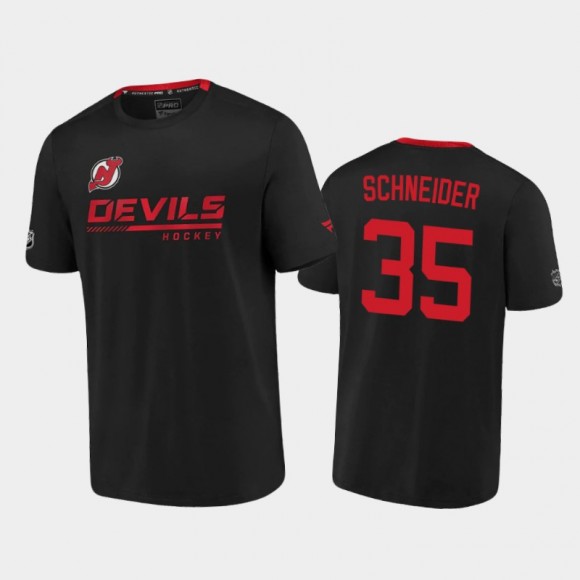 2020-21 New Jersey Devils Cory Schneider #35 Authentic Pro Locker Room Performance Black T-Shirt