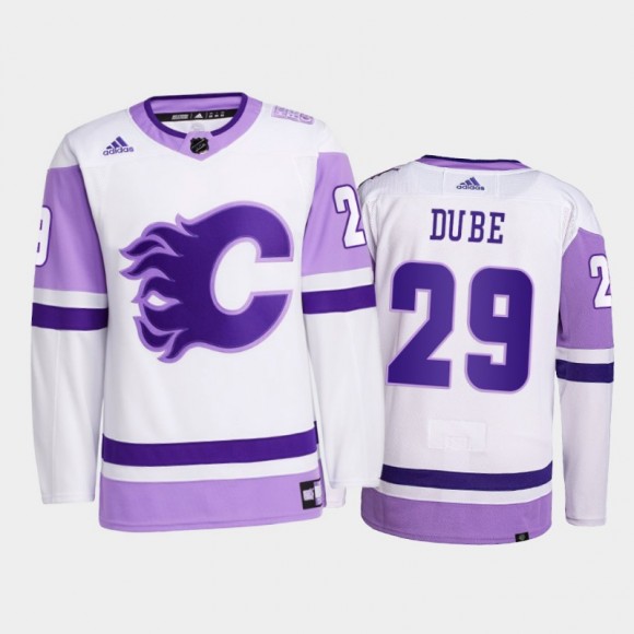 Dillon Dube 2021 HockeyFightsCancer Jersey Calgary Flames White Primegreen