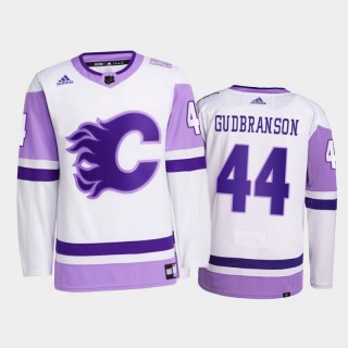 Erik Gudbranson 2021 HockeyFightsCancer Jersey Calgary Flames White Primegreen