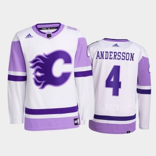 Rasmus Andersson 2021 HockeyFightsCancer Jersey Calgary Flames White Primegreen