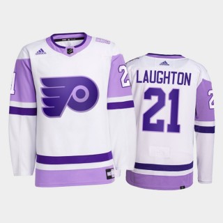 Scott Laughton 2021 HockeyFightsCancer Jersey Philadelphia Flyers White Primegreen