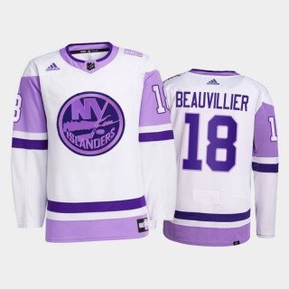 Anthony Beauvillier 2021 HockeyFightsCancer Islanders White Primegreen Jersey