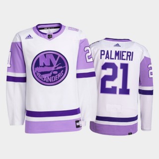 Kyle Palmieri 2021 HockeyFightsCancer Islanders White Primegreen Jersey